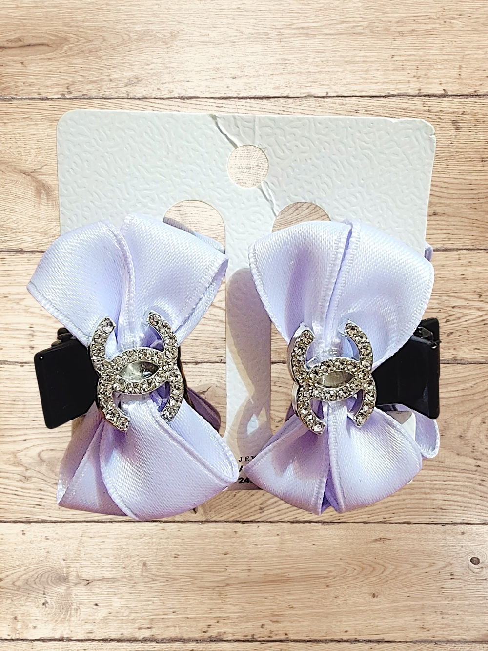 Lavender Satin Bow Hair Clips